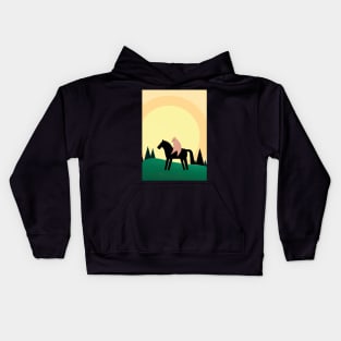 Cat Riding Horse Minimal Kids Hoodie